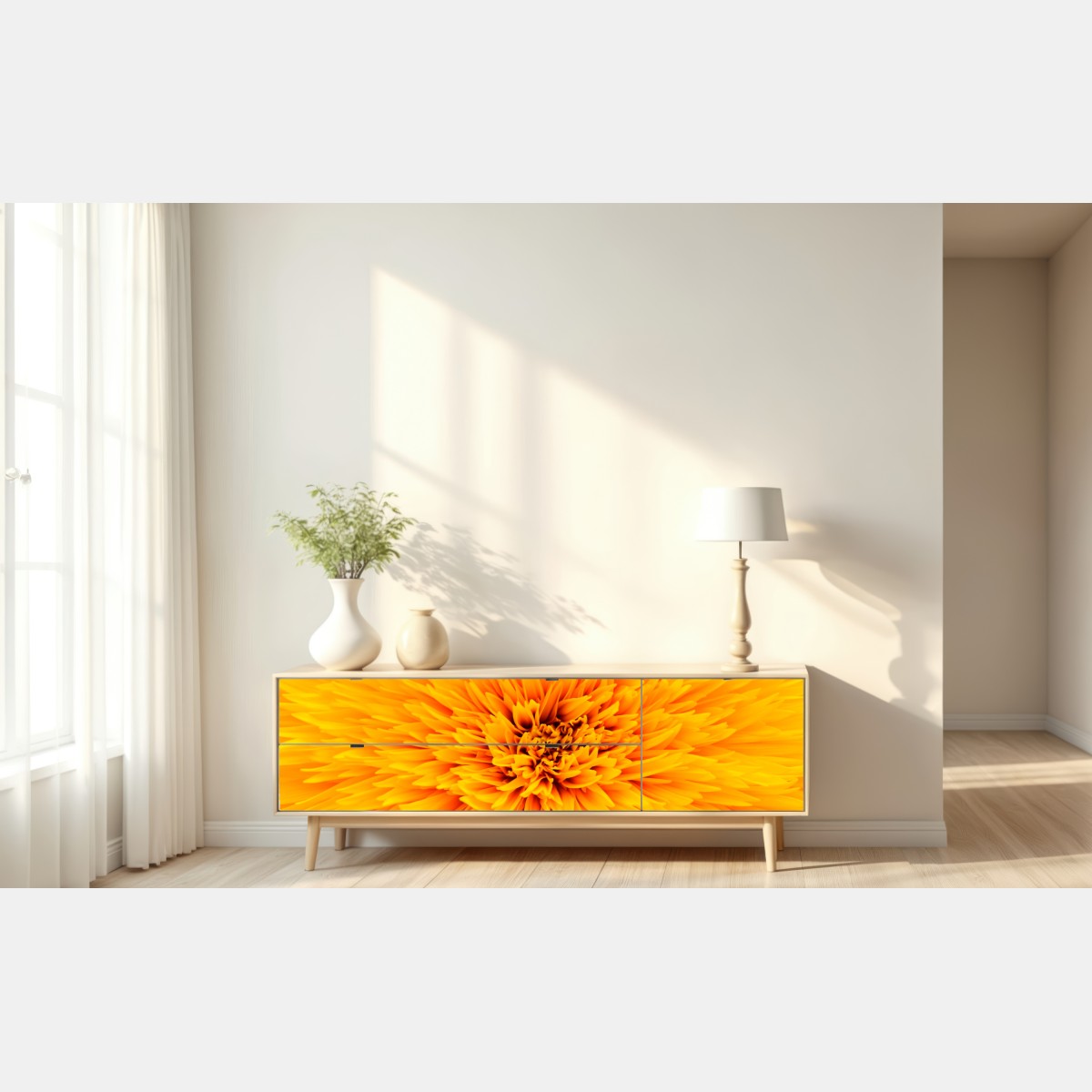 Repositionierbarer Aufkleber strahlende sonnenblume nahaufnahme – Wallnifity® Repositionierbarer Aufkleber strahlende sonnenblume nahaufnahme – Wallnifity®