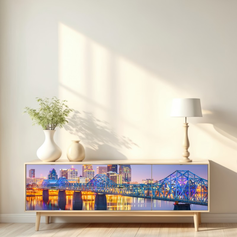Repositionierbarer Aufkleber Louisville skyline bei dämmerung – Wallnifity® Repositionierbarer Aufkleber Louisville skyline bei dämmerung – Wallnifity®