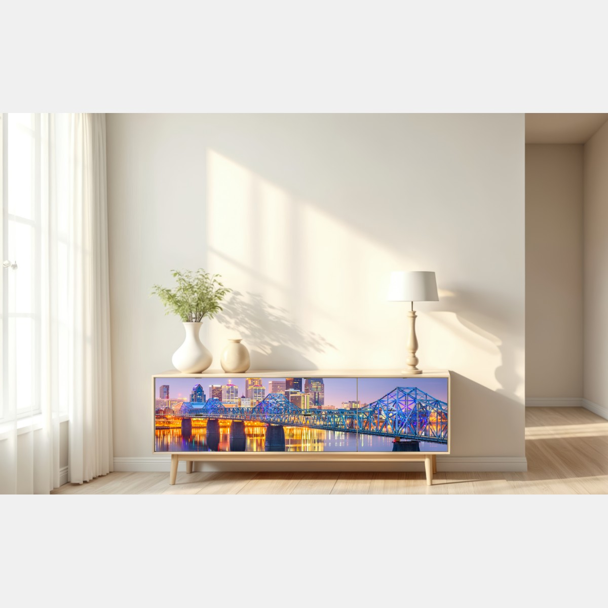 Repositionierbarer Aufkleber Louisville skyline bei dämmerung – Wallnifity® Repositionierbarer Aufkleber Louisville skyline bei dämmerung – Wallnifity®