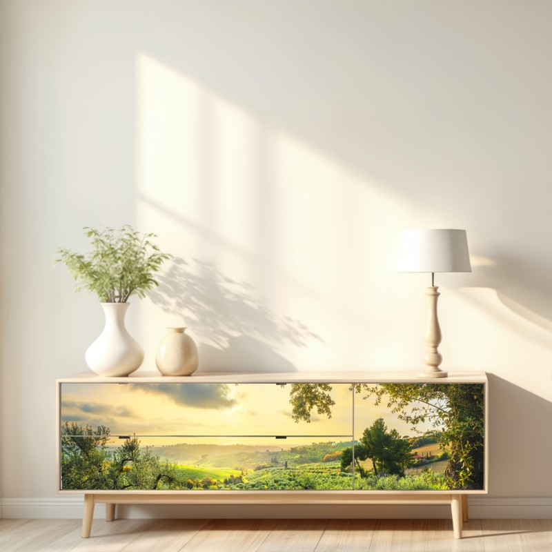 Repositionierbarer Aufkleber olivenhain bei sonnenuntergang in Maremma, Toskana – Wallnifity® Repositionierbarer Aufkleber olivenhain bei sonnenuntergang in Maremma, Toskana – Wallnifity®