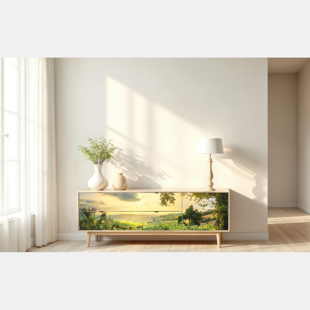 Repositionierbarer Aufkleber olivenhain bei sonnenuntergang in Maremma, Toskana – Wallnifity® Repositionierbarer Aufkleber olivenhain bei sonnenuntergang in Maremma, Toskana – Wallnifity®