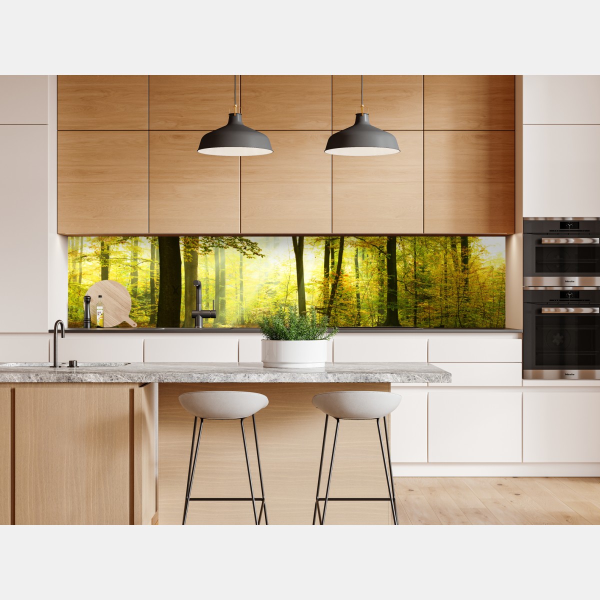 Repositionierbarer Aufkleber goldener herbstwald am morgen – Wallnifity® Repositionierbarer Aufkleber goldener herbstwald am morgen – Wallnifity®