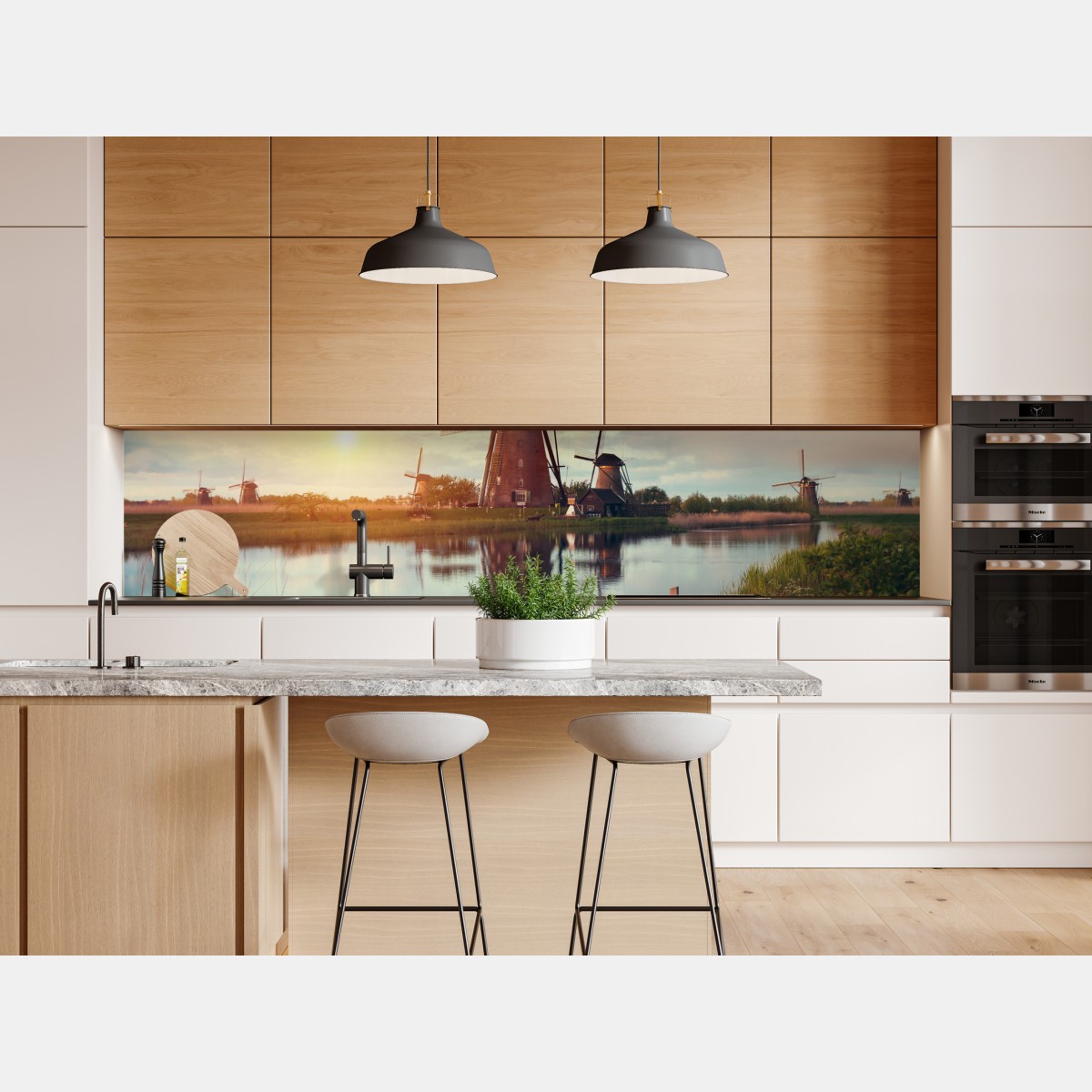 Repositionierbarer Aufkleber sonnenuntergang über windmühlen in den Niederlanden – Wallnifity® Repositionierbarer Aufkleber sonnenuntergang über windmühlen in den Niederlanden – Wallnifity®