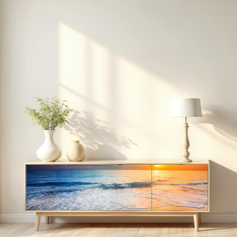 Repositionierbarer Aufkleber ruhiger sonnenuntergang über dem meer – Wallnifity® Repositionierbarer Aufkleber ruhiger sonnenuntergang über dem meer – Wallnifity®