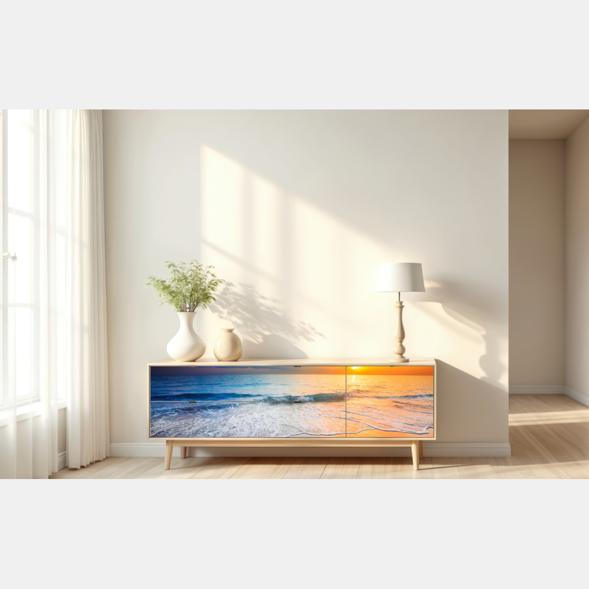 Repositionierbarer Aufkleber ruhiger sonnenuntergang über dem meer – Wallnifity® Repositionierbarer Aufkleber ruhiger sonnenuntergang über dem meer – Wallnifity®