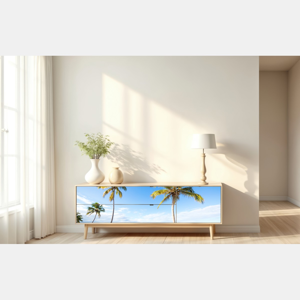 Repositionierbarer Aufkleber tropischer palmenstrand – Wallnifity® Repositionierbarer Aufkleber tropischer palmenstrand – Wallnifity®