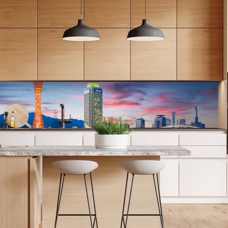 Repositionierbarer Aufkleber goldener sonnenuntergang über einer geschwungenen landstraße – Wallnifity®