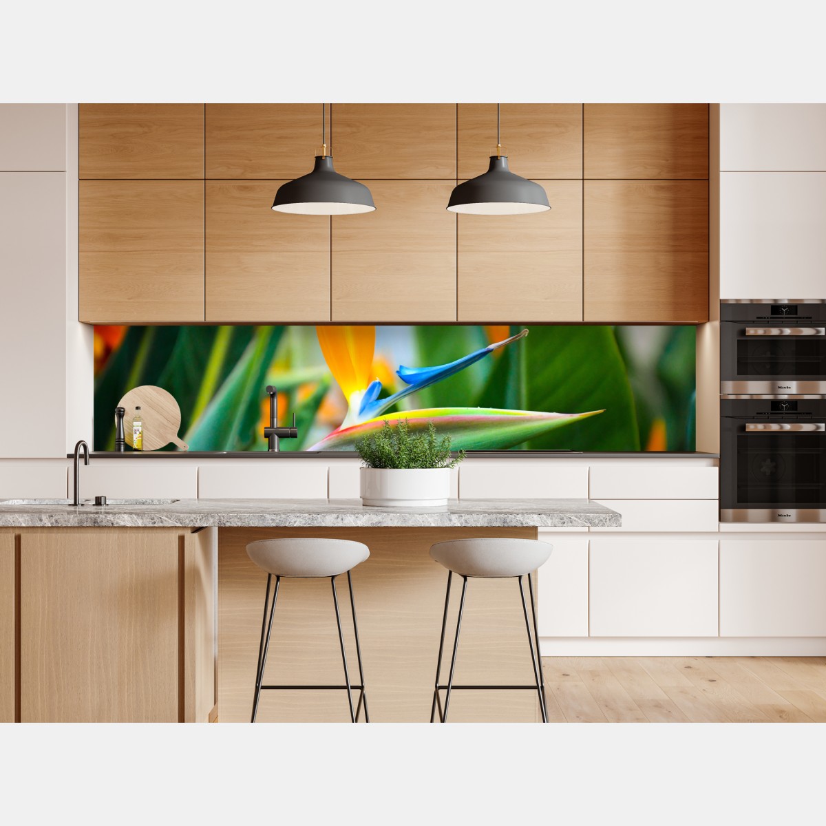 Repositionierbarer Aufkleber leuchtende paradiesvogelblume – Wallnifity® Repositionierbarer Aufkleber leuchtende paradiesvogelblume – Wallnifity®