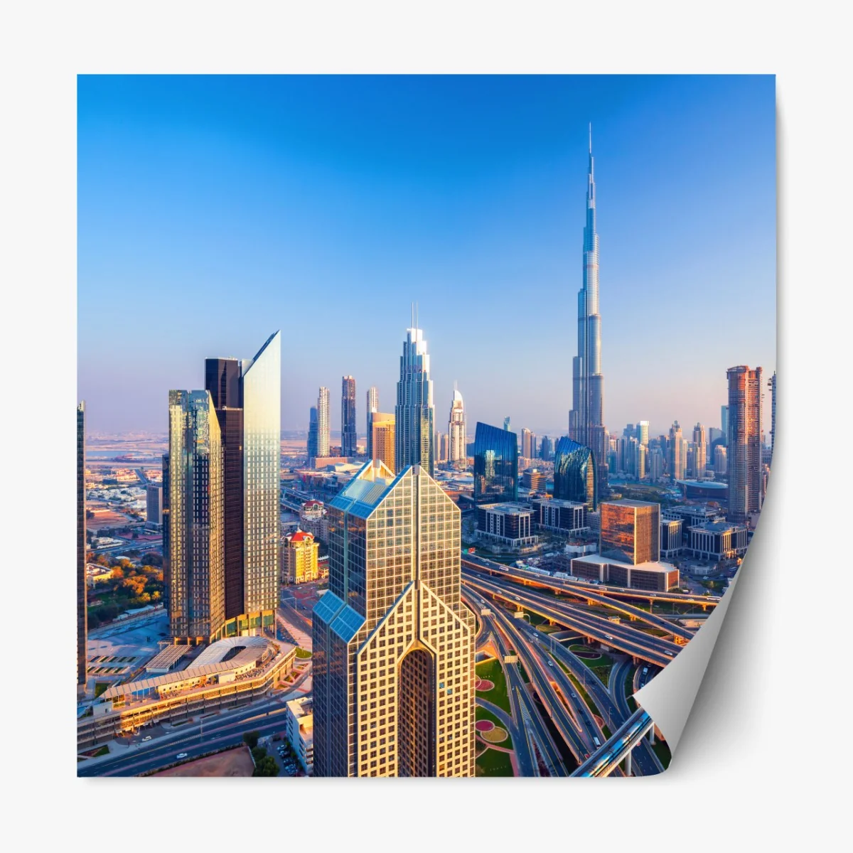 Repositionierbarer Aufkleber panorama Dubais mit Burj Khalifa bei sonnenuntergang – Wallnifity® Repositionierbarer Aufkleber panorama Dubais mit Burj Khalifa bei sonnenuntergang – Wallnifity®