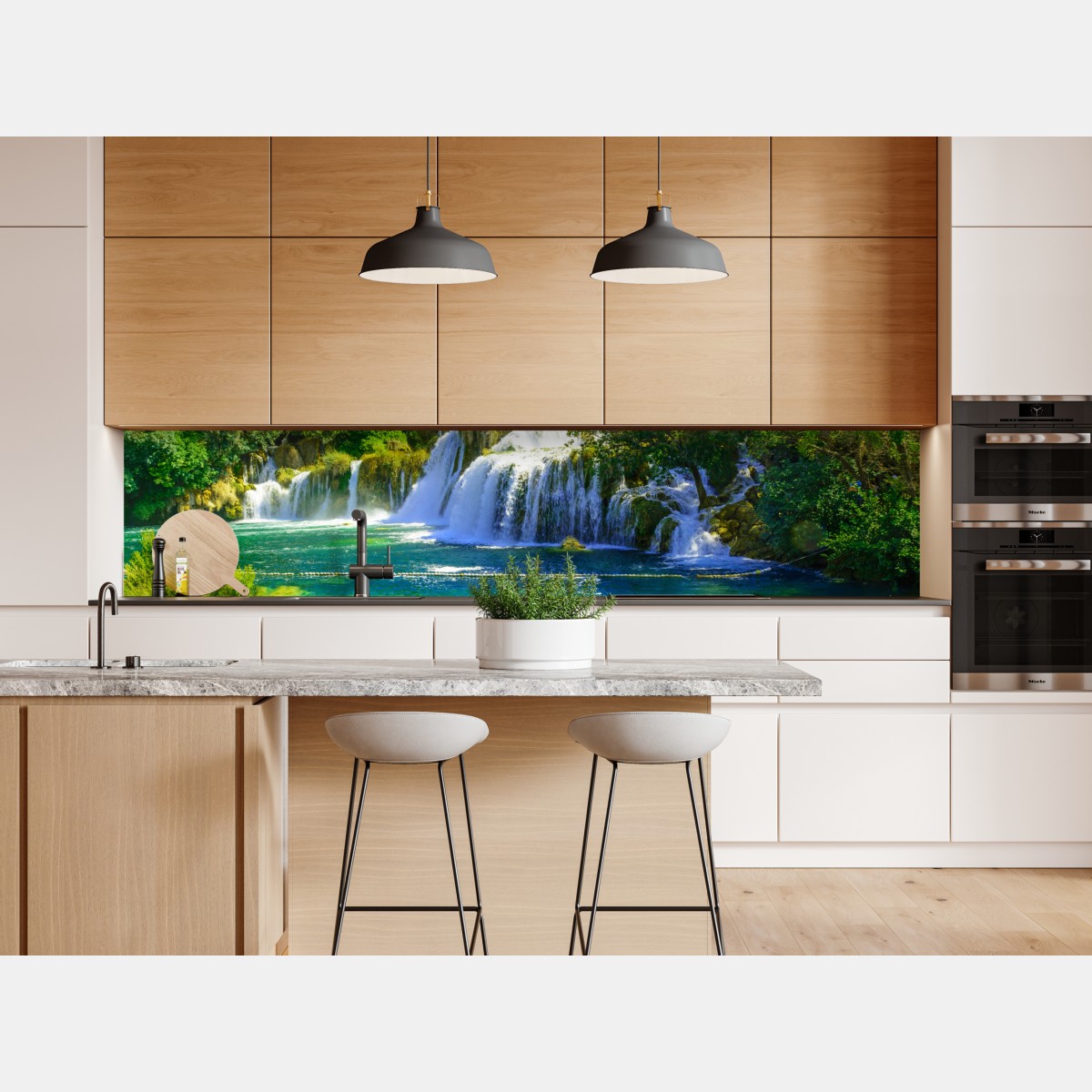 Repositionierbarer Aufkleber smaragdgrüner wasserfall – Wallnifity® Repositionierbarer Aufkleber smaragdgrüner wasserfall – Wallnifity®
