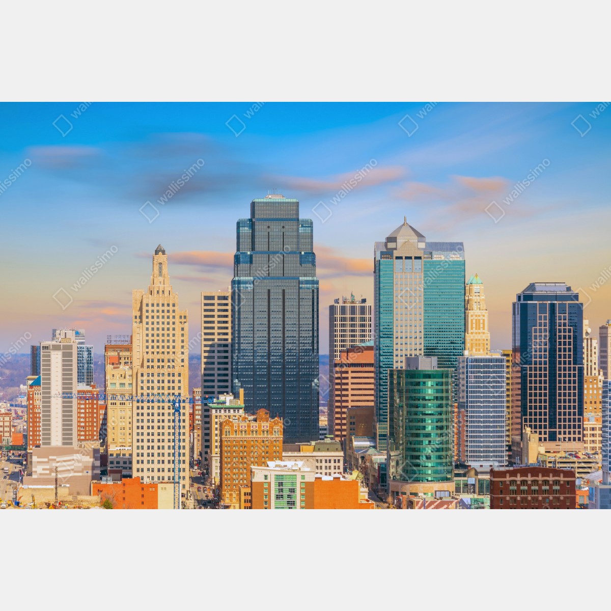 Repositionierbarer Aufkleber Kansas City skyline bei sonnenuntergang – Wallnifity® Repositionierbarer Aufkleber Kansas City skyline bei sonnenuntergang – Wallnifity®