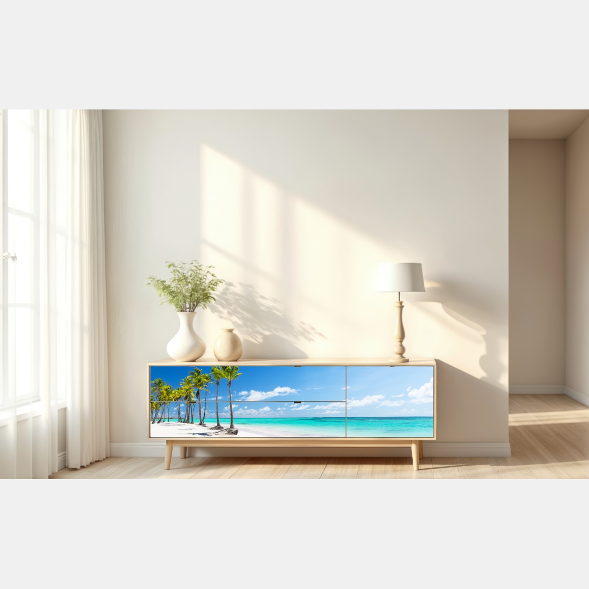 Repositionierbarer Aufkleber palmen am strand von Punta Cana – Wallnifity® Repositionierbarer Aufkleber palmen am strand von Punta Cana – Wallnifity®