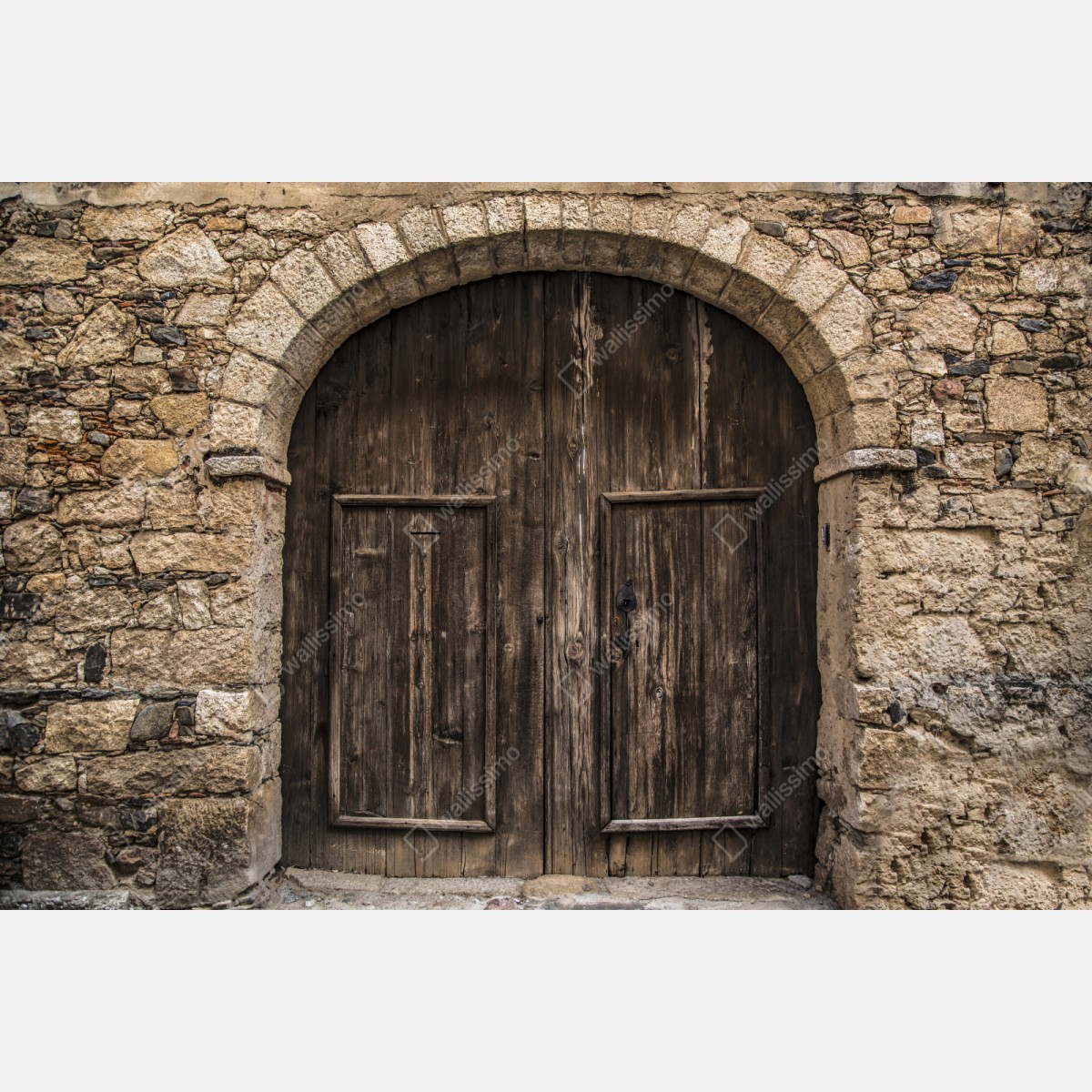 Repositionierbarer Aufkleber rustikale holztür mit steinbogen – Wallnifity® Repositionierbarer Aufkleber rustikale holztür mit steinbogen – Wallnifity®