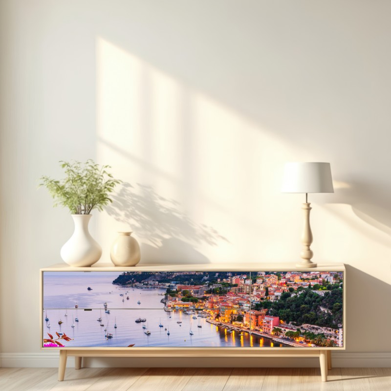 Repositionierbarer Aufkleber sonnenuntergang über Villefranche-sur-Mer – Wallnifity® Repositionierbarer Aufkleber sonnenuntergang über Villefranche-sur-Mer – Wallnifity®