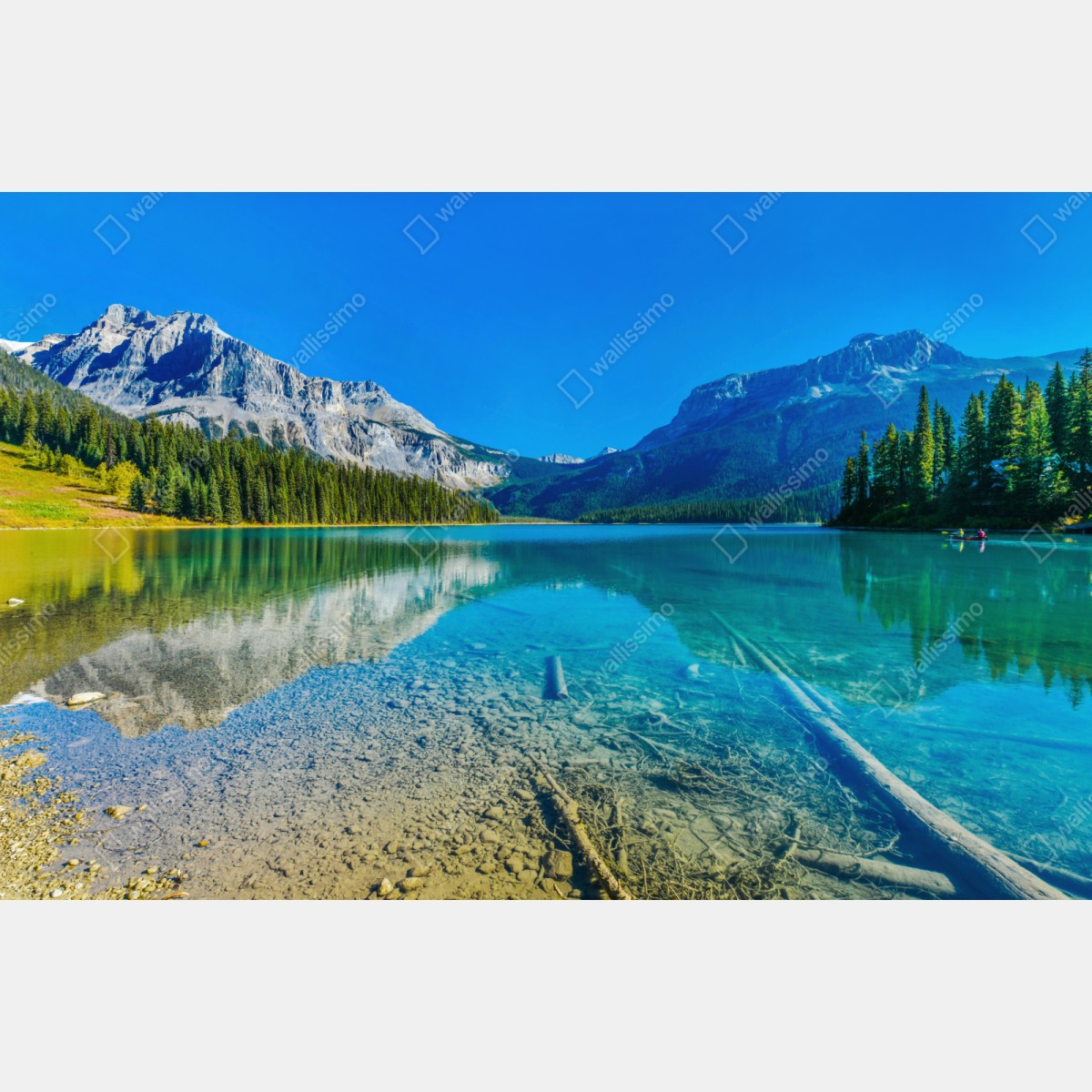 Repositionierbarer Aufkleber türkises alpensee mit bergreflexionen – Wallnifity® Repositionierbarer Aufkleber türkises alpensee mit bergreflexionen – Wallnifity®