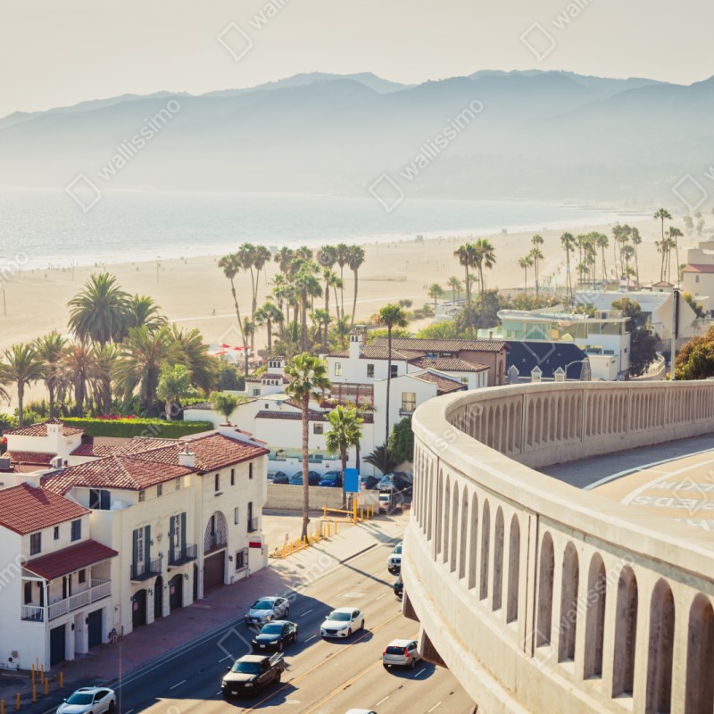 Repositionierbarer Aufkleber Santa Monica küstenpanorama – Wallnifity® Repositionierbarer Aufkleber Santa Monica küstenpanorama – Wallnifity®
