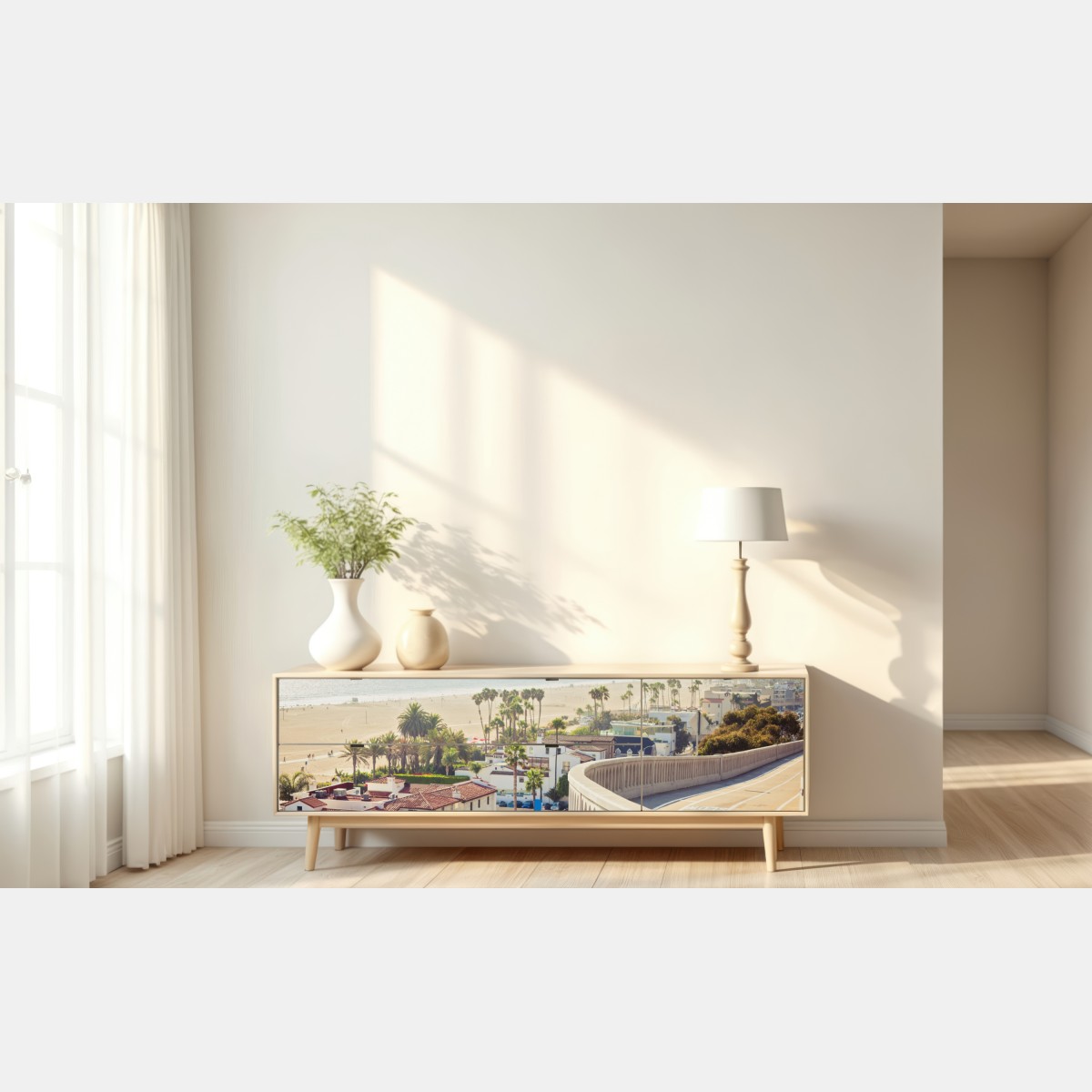 Repositionierbarer Aufkleber Santa Monica küstenpanorama – Wallnifity® Repositionierbarer Aufkleber Santa Monica küstenpanorama – Wallnifity®