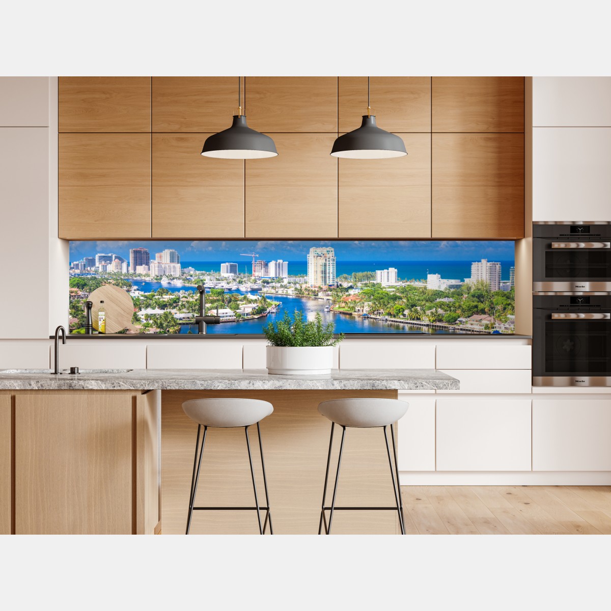 Repositionierbarer Aufkleber Fort Lauderdale stadtskyline am meer – Wallnifity® Repositionierbarer Aufkleber Fort Lauderdale stadtskyline am meer – Wallnifity®