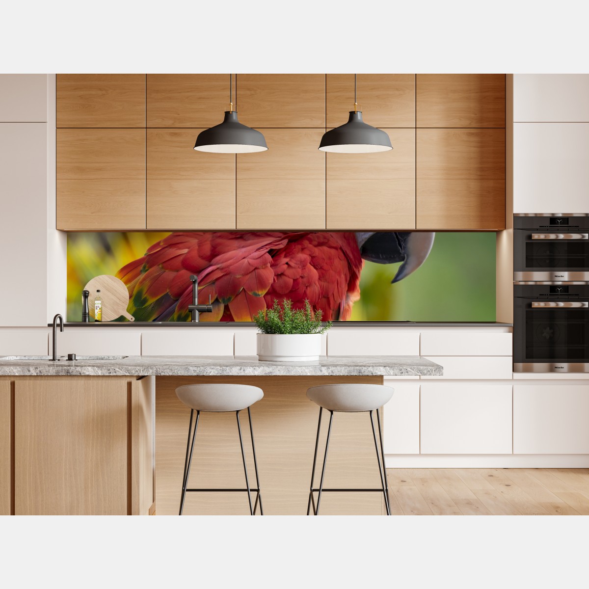 Repositionierbarer Aufkleber intensives porträt einer scharlachara – Wallnifity® Repositionierbarer Aufkleber intensives porträt einer scharlachara – Wallnifity®