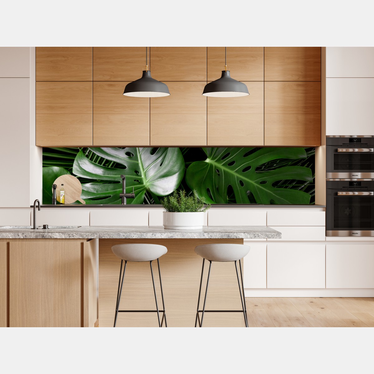 Repositionierbarer Aufkleber üppige monstera-blätter – Wallnifity® Repositionierbarer Aufkleber üppige monstera-blätter – Wallnifity®