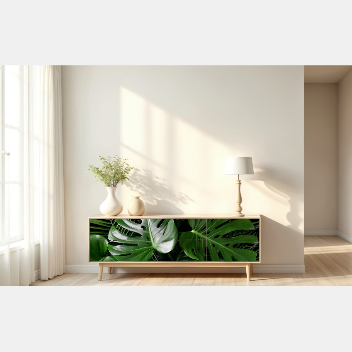 Repositionierbarer Aufkleber üppige monstera-blätter – Wallnifity® Repositionierbarer Aufkleber üppige monstera-blätter – Wallnifity®