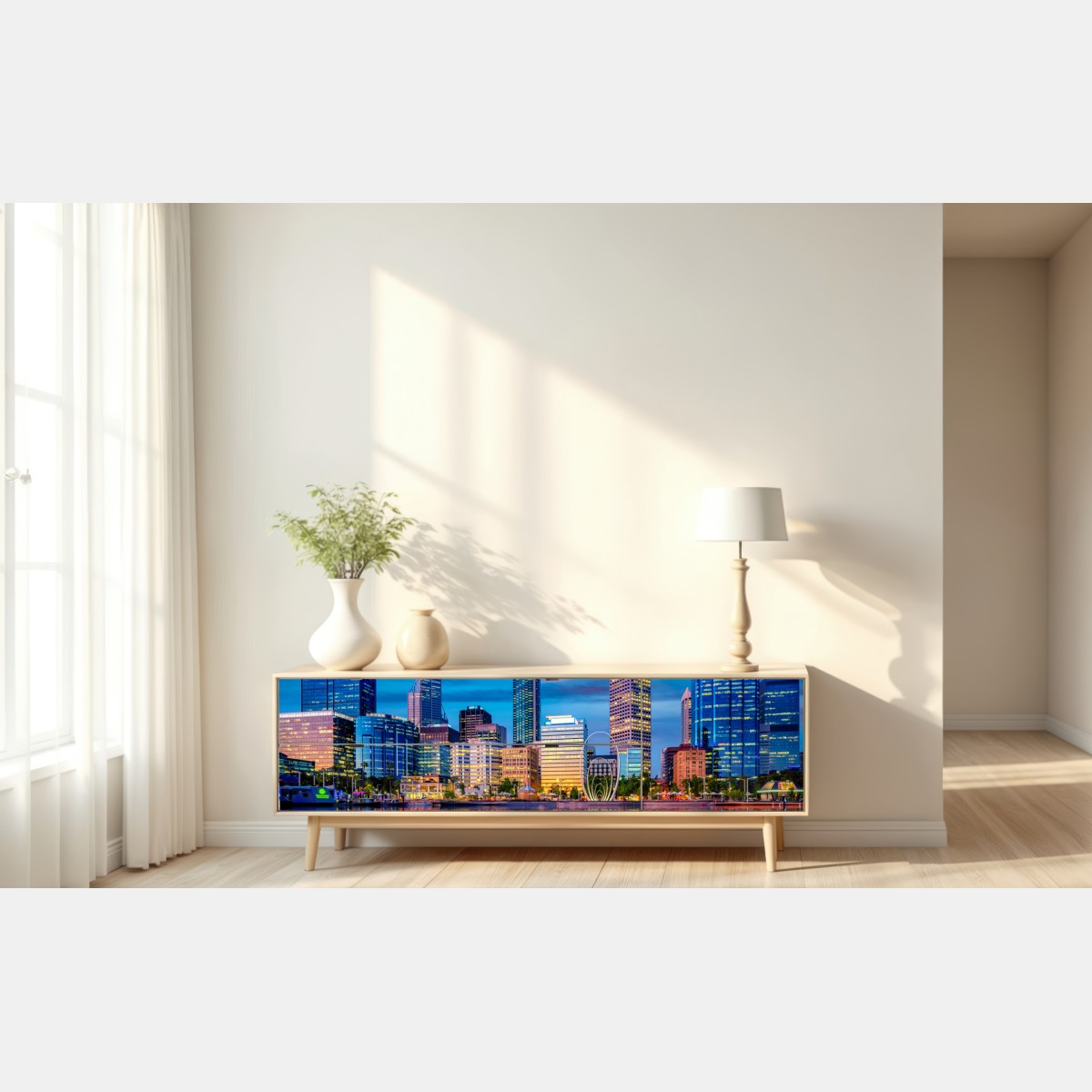 Repositionierbarer Aufkleber Perth skyline bei sonnenuntergang – Wallnifity® Repositionierbarer Aufkleber Perth skyline bei sonnenuntergang – Wallnifity®