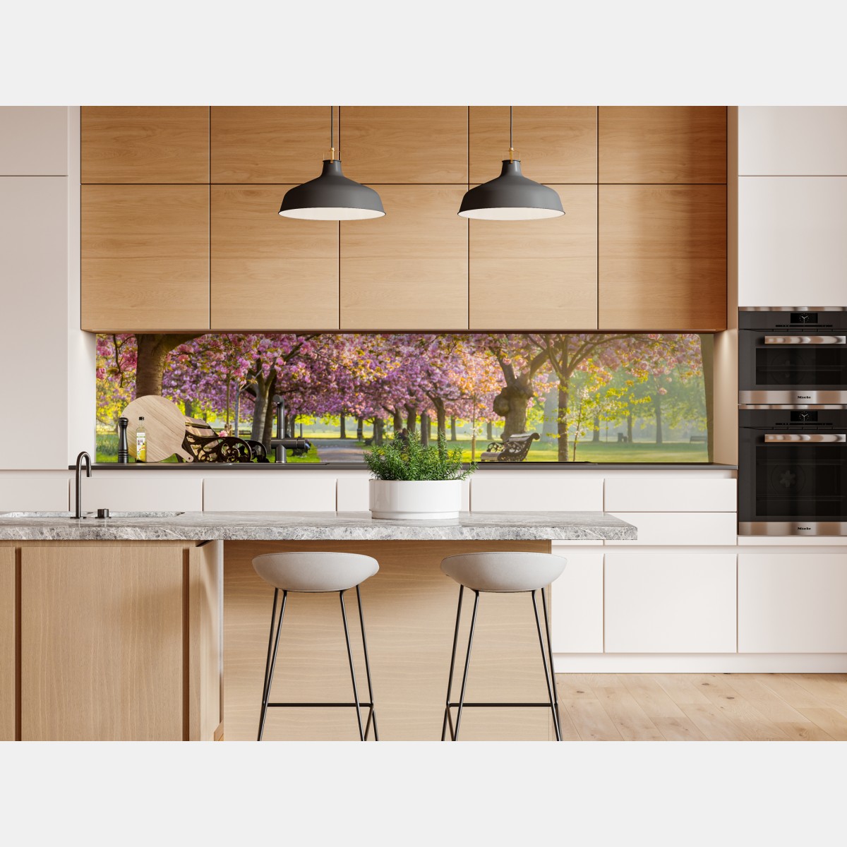 Repositionierbarer Aufkleber kirschblütenallee im frühling – Wallnifity® Repositionierbarer Aufkleber kirschblütenallee im frühling – Wallnifity®