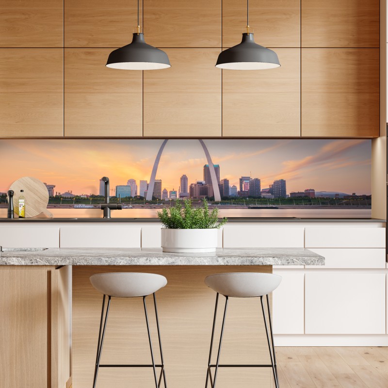 Repositionierbarer Aufkleber St. Louis skyline bei dämmerung – Wallnifity® Repositionierbarer Aufkleber St. Louis skyline bei dämmerung – Wallnifity®