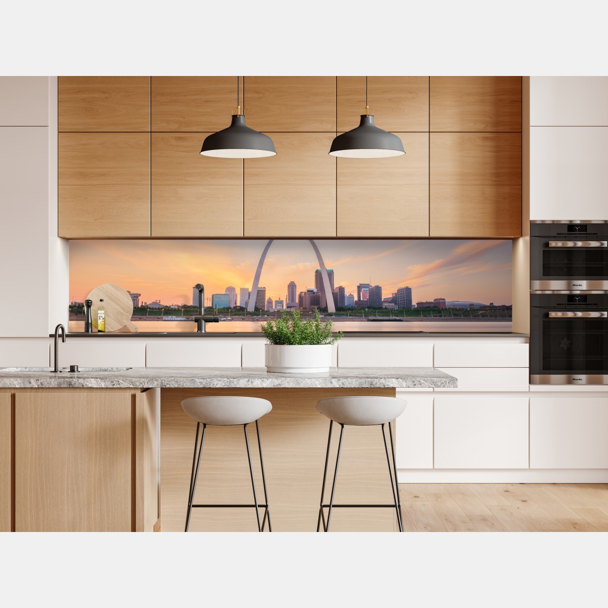 Repositionierbarer Aufkleber St. Louis skyline bei dämmerung – Wallnifity® Repositionierbarer Aufkleber St. Louis skyline bei dämmerung – Wallnifity®