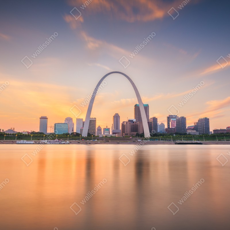Repositionierbarer Aufkleber St. Louis skyline bei dämmerung – Wallnifity® Repositionierbarer Aufkleber St. Louis skyline bei dämmerung – Wallnifity®