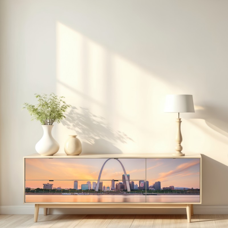 Repositionierbarer Aufkleber St. Louis skyline bei dämmerung – Wallnifity® Repositionierbarer Aufkleber St. Louis skyline bei dämmerung – Wallnifity®