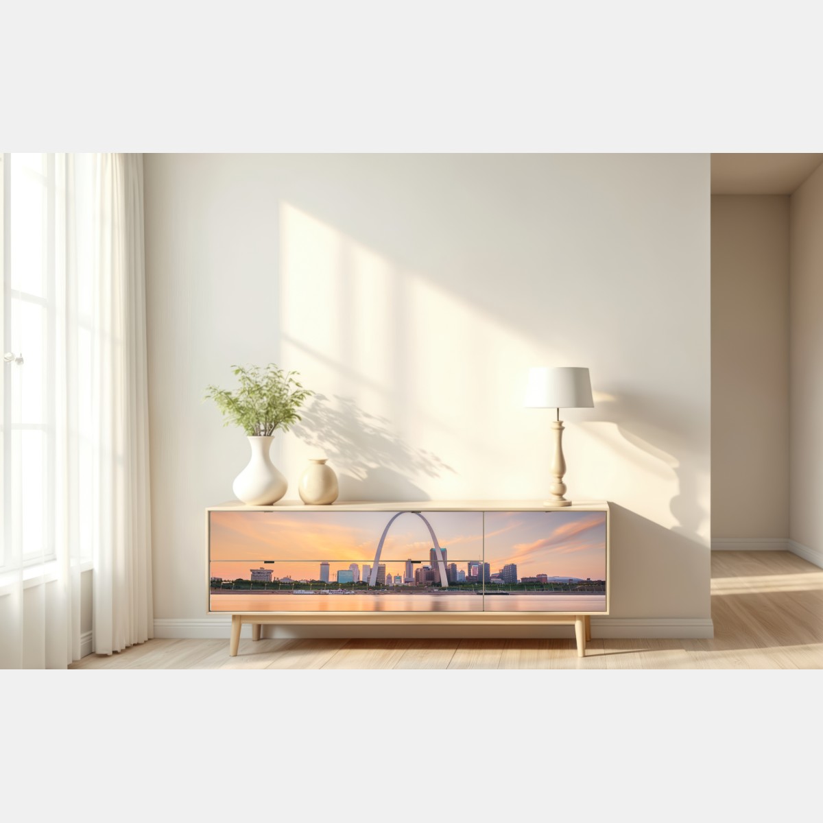 Repositionierbarer Aufkleber St. Louis skyline bei dämmerung – Wallnifity® Repositionierbarer Aufkleber St. Louis skyline bei dämmerung – Wallnifity®