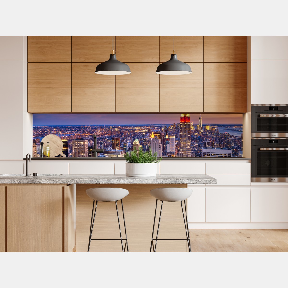 Repositionierbarer Aufkleber New York skyline bei dämmerung – Wallnifity® Repositionierbarer Aufkleber New York skyline bei dämmerung – Wallnifity®