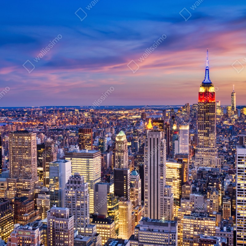 Repositionierbarer Aufkleber New York skyline bei dämmerung – Wallnifity® Repositionierbarer Aufkleber New York skyline bei dämmerung – Wallnifity®