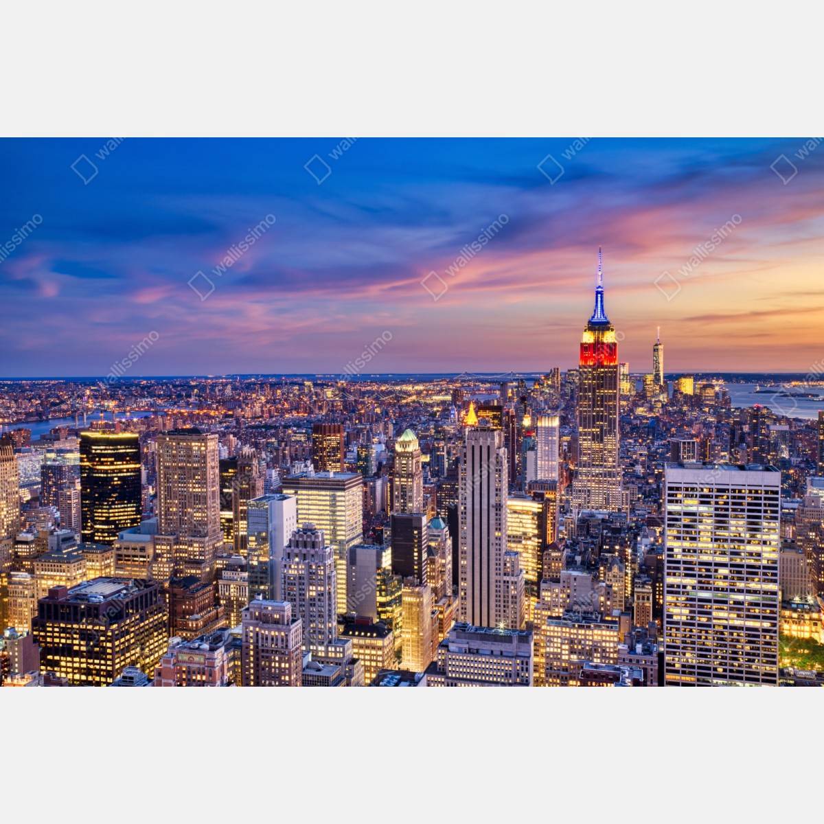 Repositionierbarer Aufkleber New York skyline bei dämmerung – Wallnifity® Repositionierbarer Aufkleber New York skyline bei dämmerung – Wallnifity®