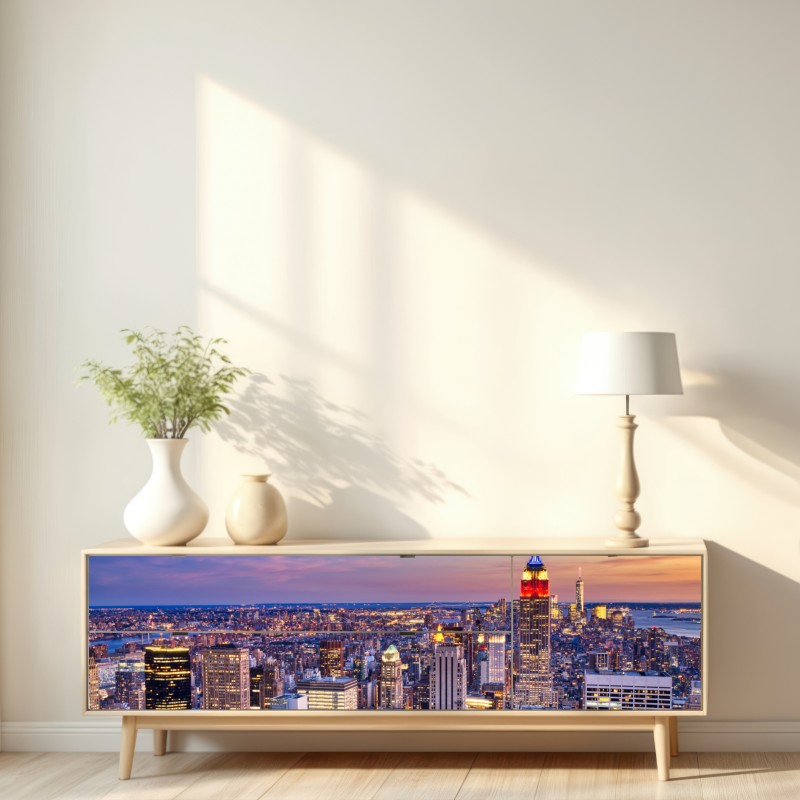 Repositionierbarer Aufkleber New York skyline bei dämmerung – Wallnifity® Repositionierbarer Aufkleber New York skyline bei dämmerung – Wallnifity®