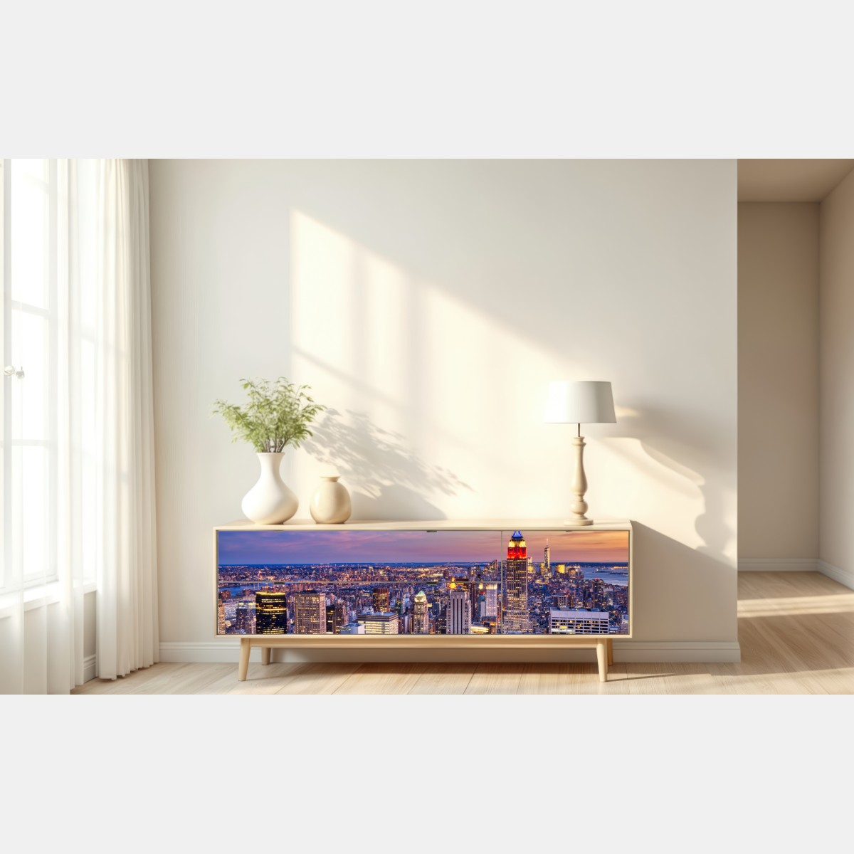 Repositionierbarer Aufkleber New York skyline bei dämmerung – Wallnifity® Repositionierbarer Aufkleber New York skyline bei dämmerung – Wallnifity®