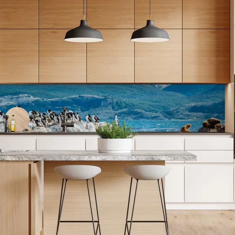 Repositionierbarer Aufkleber seelöwen und seevögel an der felsküste – Wallnifity® Repositionierbarer Aufkleber seelöwen und seevögel an der felsküste – Wallnifity®