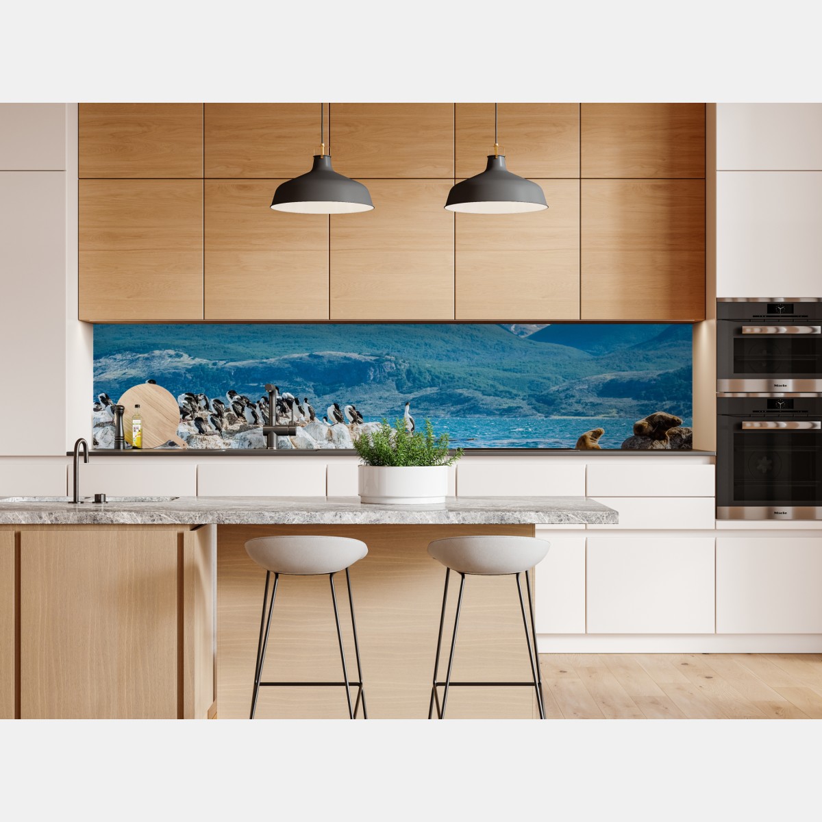 Repositionierbarer Aufkleber seelöwen und seevögel an der felsküste – Wallnifity® Repositionierbarer Aufkleber seelöwen und seevögel an der felsküste – Wallnifity®