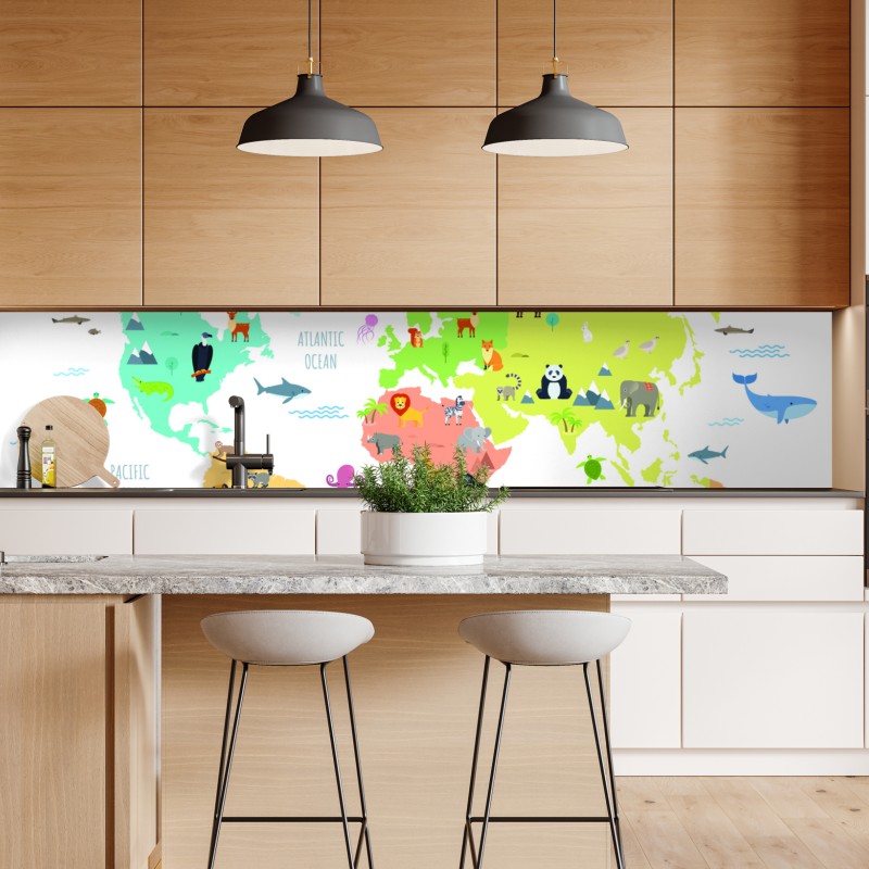 Repositionierbarer Aufkleber buntes bausteinmuster – Wallnifity®