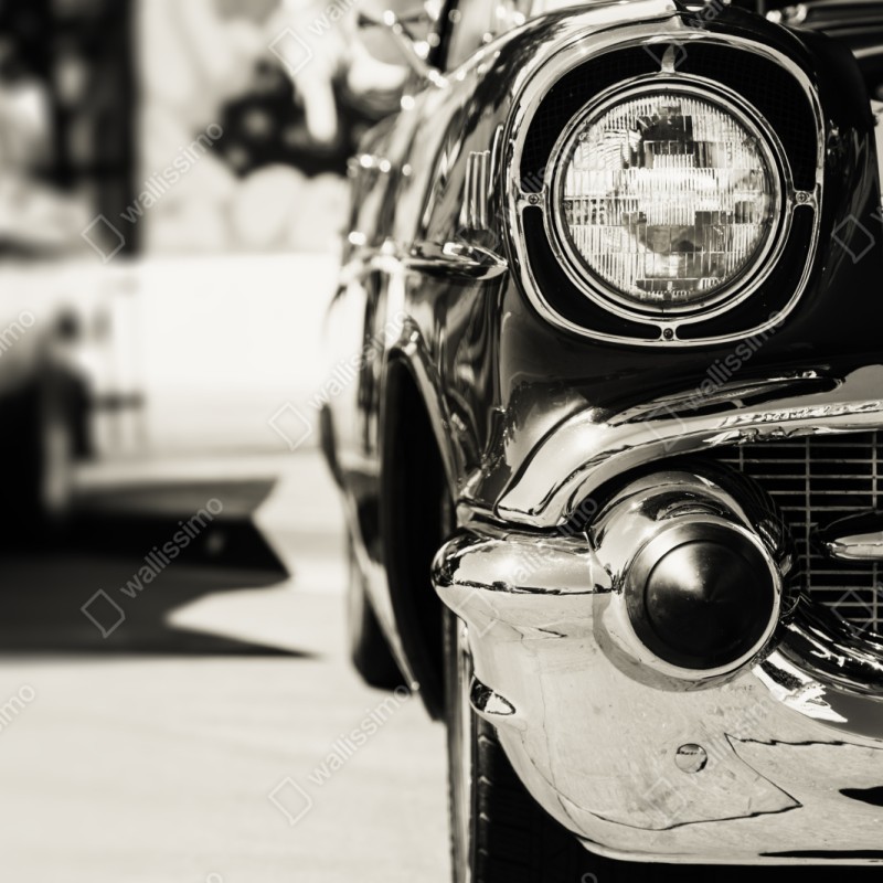 Repositionierbarer Aufkleber vintage chrom klassisches auto nahaufnahme – Wallnifity® Repositionierbarer Aufkleber vintage chrom klassisches auto nahaufnahme – Wallnifity®