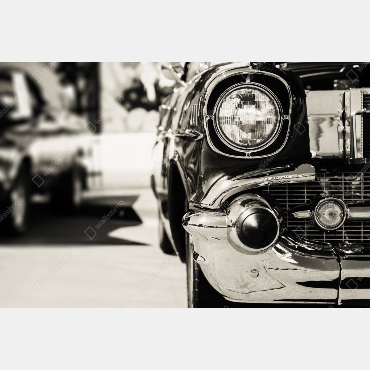Repositionierbarer Aufkleber vintage chrom klassisches auto nahaufnahme – Wallnifity® Repositionierbarer Aufkleber vintage chrom klassisches auto nahaufnahme – Wallnifity®
