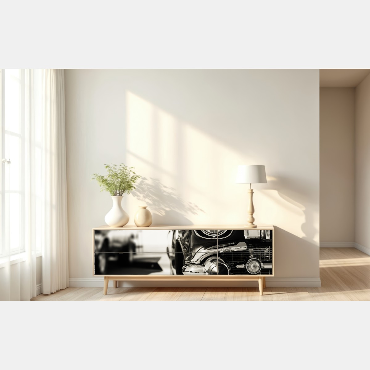 Repositionierbarer Aufkleber vintage chrom klassisches auto nahaufnahme – Wallnifity® Repositionierbarer Aufkleber vintage chrom klassisches auto nahaufnahme – Wallnifity®