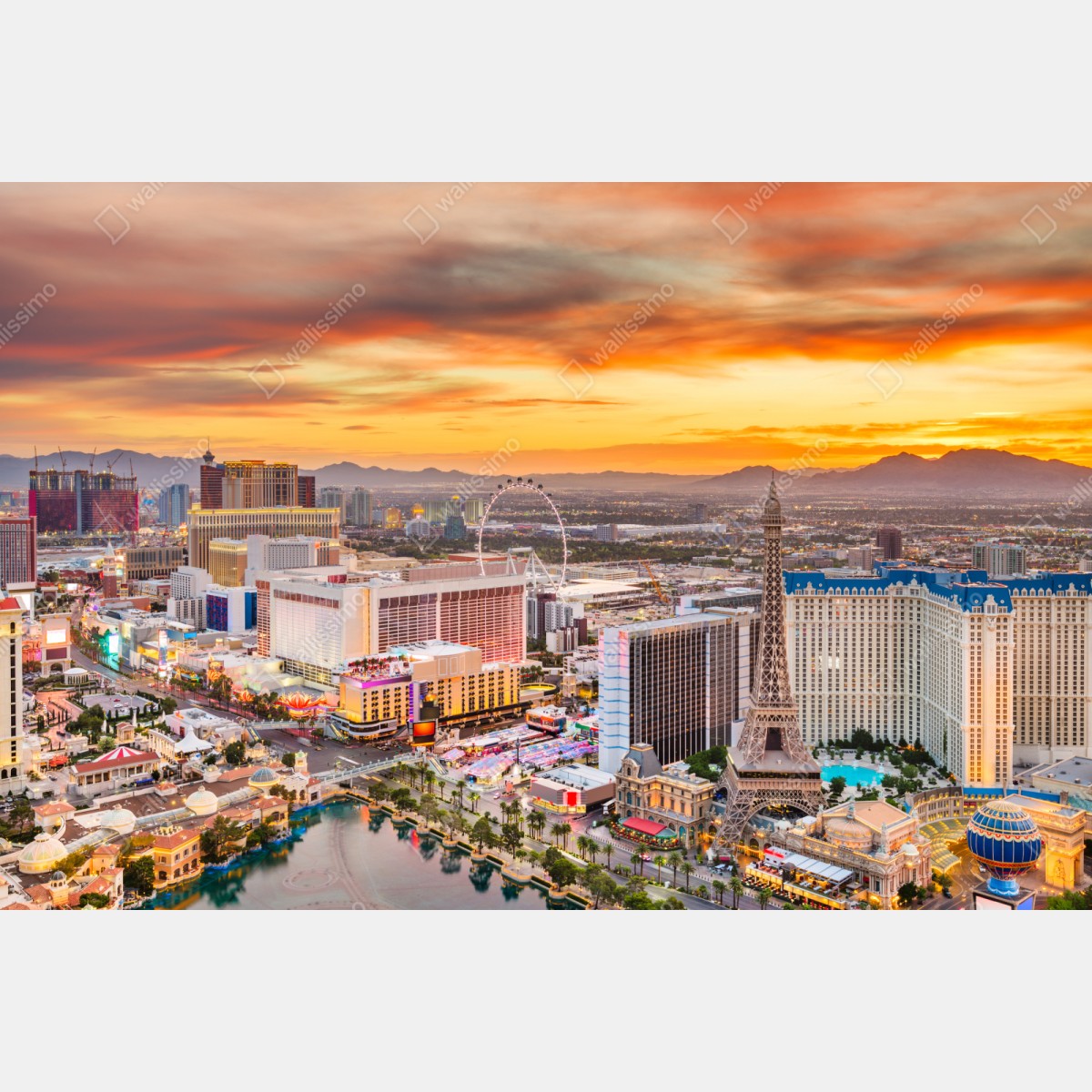 Repositionierbarer Aufkleber Las Vegas skyline bei sonnenuntergang – Wallnifity® Repositionierbarer Aufkleber Las Vegas skyline bei sonnenuntergang – Wallnifity®