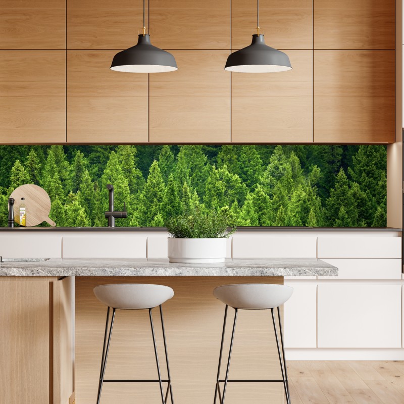 Repositionierbarer Aufkleber hängende holzbrücke im grünen wald – Wallnifity®