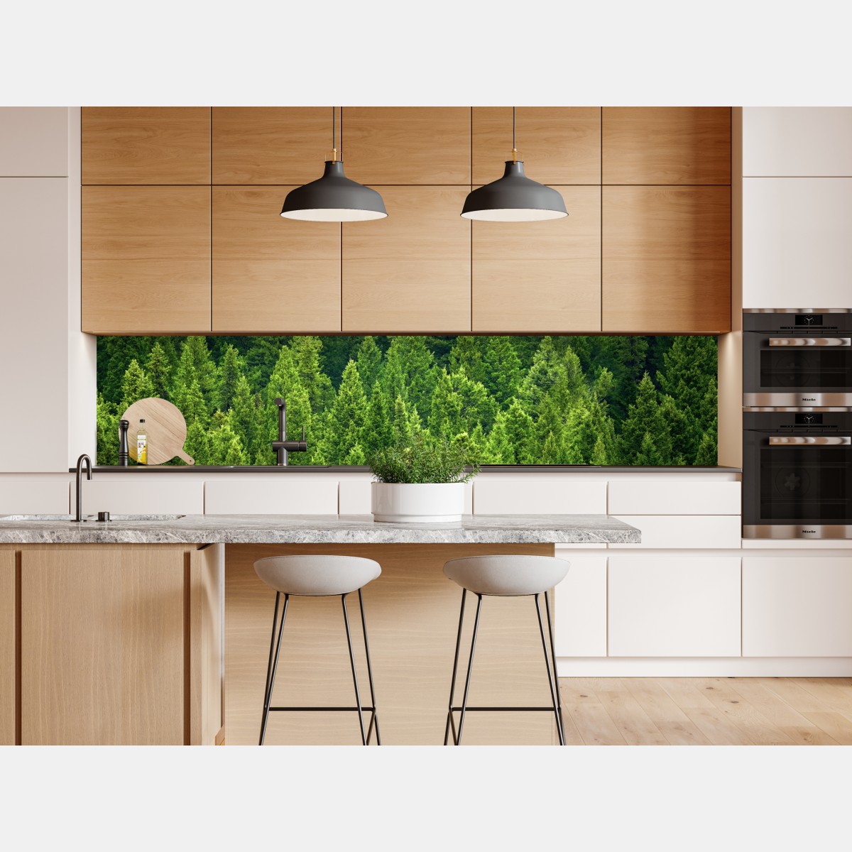 Repositionierbarer Aufkleber üppige kronen eines kieferwaldes – Wallnifity® Repositionierbarer Aufkleber üppige kronen eines kieferwaldes – Wallnifity®
