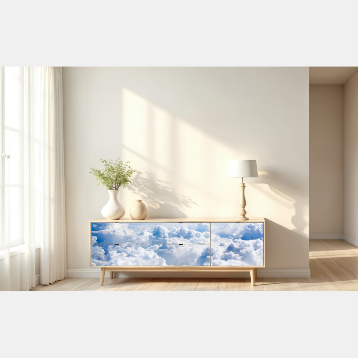 Repositionierbarer Aufkleber ruhige wolkenlandschaft am blauen himmel – Wallnifity® Repositionierbarer Aufkleber ruhige wolkenlandschaft am blauen himmel – Wallnifity®