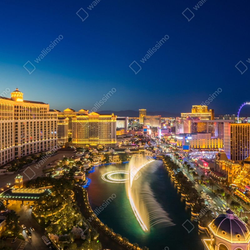 Repositionierbarer Aufkleber Las Vegas skyline bei nacht – Wallnifity® Repositionierbarer Aufkleber Las Vegas skyline bei nacht – Wallnifity®