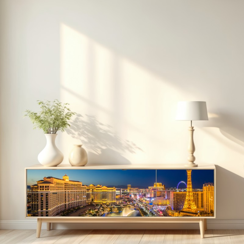 Repositionierbarer Aufkleber Las Vegas skyline bei nacht – Wallnifity® Repositionierbarer Aufkleber Las Vegas skyline bei nacht – Wallnifity®