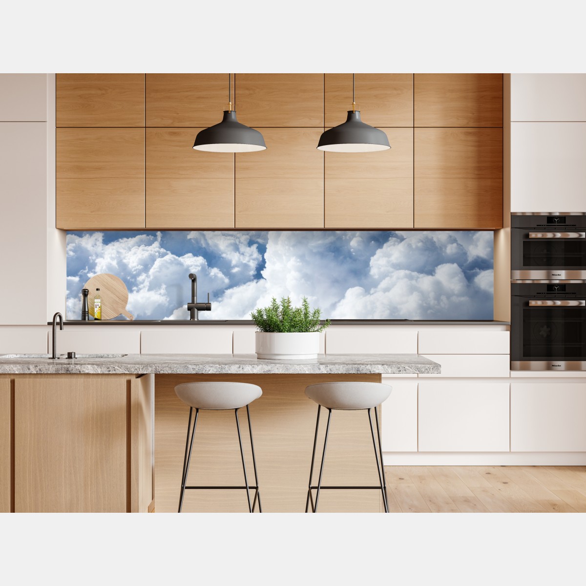 Repositionierbarer Aufkleber blick von oben: sanfte wolken und blauer himmel – Wallnifity® Repositionierbarer Aufkleber blick von oben: sanfte wolken und blauer himmel – Wallnifity®